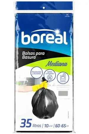 Bolsa para Basura 35L x10un BOREAL Color Negro A Buon Prezzo
