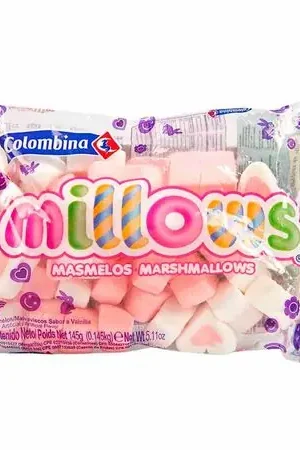 Marshmallow COLOMBINA Millows sabores frutados forma de corazón Bolsa 145Gr Ultimissimo Modello