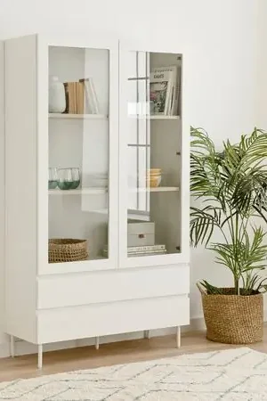 Di Tendenza Vitrina Alta 2 puertas 2 cajones Dubai color BLanco TU MESITA