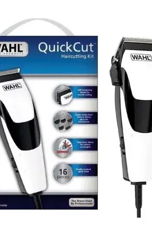 Maquina de cortar cabello Wahl Quick Cut Kit 16 Piezas - Blanco/Negro. Alta Qualità