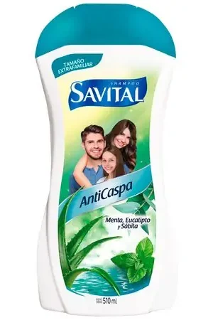 Shampoo SAVITAL Anticaspa Menta, Eucalipto y Sábila Frasco 510ml Migliore Qualità
