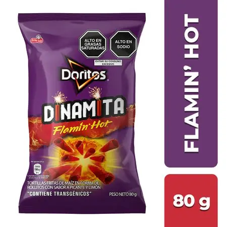 Esclusivo Tortilla Chips DORITOS Dinamita Flamin' Hot Bolsa 80g