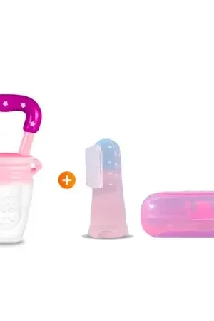 Set de 3 Chupones Anti-ahogo Rosado + Cepillo Dedal para Dientes y Encías Rosado Miglior Prezzo