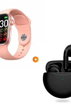All’Ingrosso Smartwatch T900 Max GE Acuático Rosado + Audífonos Bluetooth Pro 6 Negro
