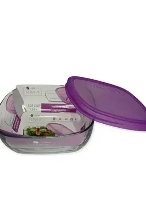 Lusso Tazón de vidrio 8.25 cup con tapa de plástico serve it
