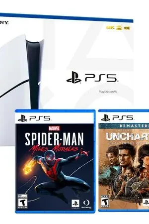 Consola PS5 Slim con lector de discos + SpiderMan Miles Morales + Uncharted Legacy of Thieves Alta Qualità