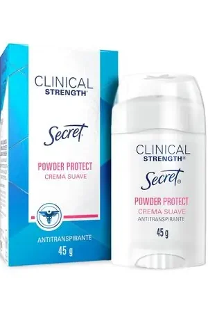 Antitranspirante para Mujer en Crema SECRET Suave Clinical Strength Powder Protect Frasco 45g Reso Gratuito