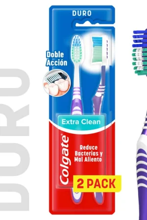 Artigianale Cepillo de Dientes Duro Colgate Extra Clean Doble Accion x2 Unidades
