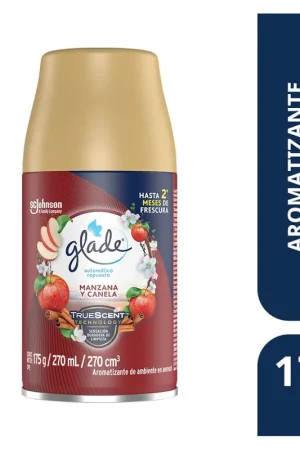 Repuesto Aromatizante De Ambiente En Aerosol Automático 3 En 1 Manzana Y Canela Glade 270 ml Certificato