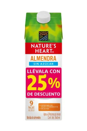Bebida Natures Heart almendra sin azúcar 25% descuento x946ml Compra Adesso