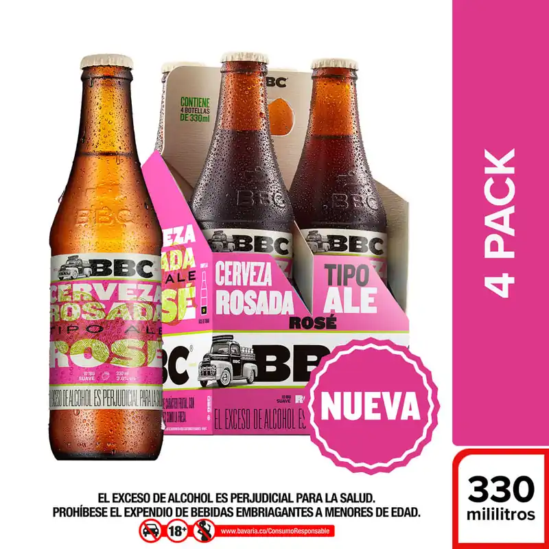 Compra Oggi Stesso Cerveza BBC Rose botella x4und x330ml c\\u002Fu