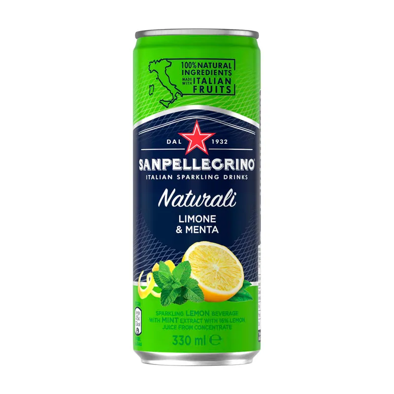 Bebida San Pellegrino Carbonatada Limon Menta Lata x330ml Lusso