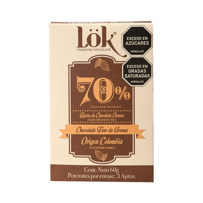 Barra Chocolate Lok Oscuro 70% x60grs Consegna Rapida