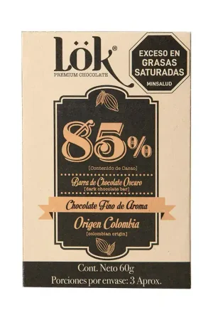 Barra Chocolate Lok Oscuro 85% x60grs Consegna Rapida