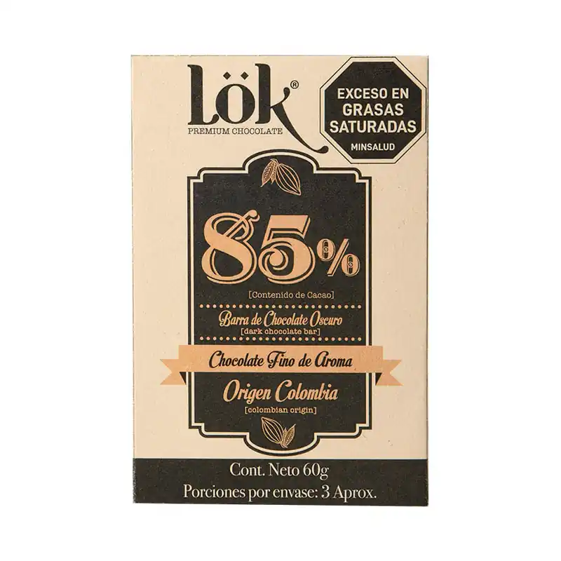 Barra Chocolate Lok Oscuro 85% x60grs Consegna Rapida
