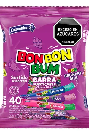Caramelo Bon Bon bum Barra Masticable 40 Und x400g Offerta Limitata