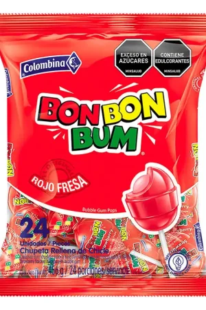 Chupeta Bon Bon Bum Rojo Fresa x 24und x 456g Novità
