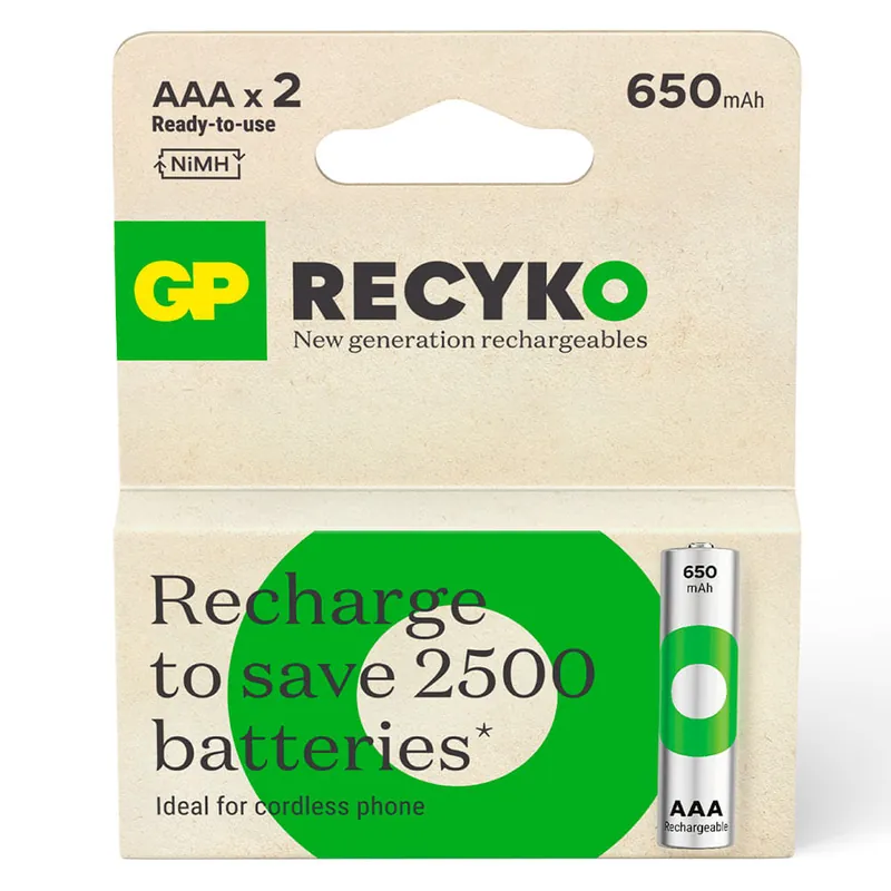 Certificato Pila Recargable Gp AAA 650 Mah x2 Un