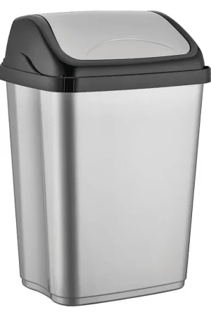 Basurero tapa vaivén plateado 5L Cotidiana Must-Have