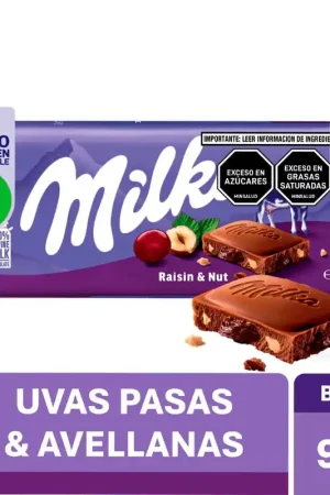 Chocolate Milka relleno con uvas pasas y avellanas 90g Scelto Dai Clienti