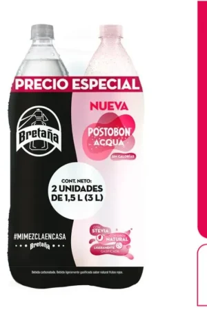 Bestseller Gaseosa Postobon acqua + Bretaña pet x1.5l c-u
