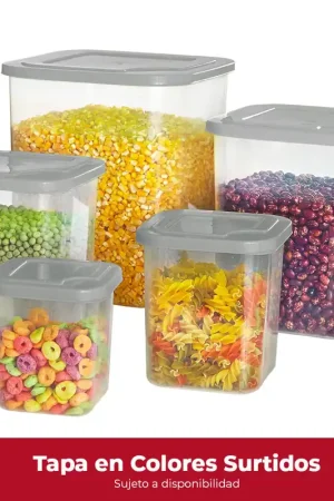 Set x 5 Tarros Cuadrados Despensa / Novedades Plásticas Spedito Oggi