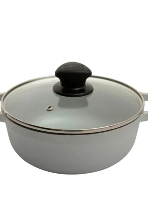 Caldero Aluminio Fundido 24 cm con Tapa de Vidrio / Imusa Nuova Collezione