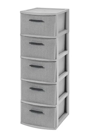 Cajonero 5 Niveles Gris Línea Crochet / MQ Moderno