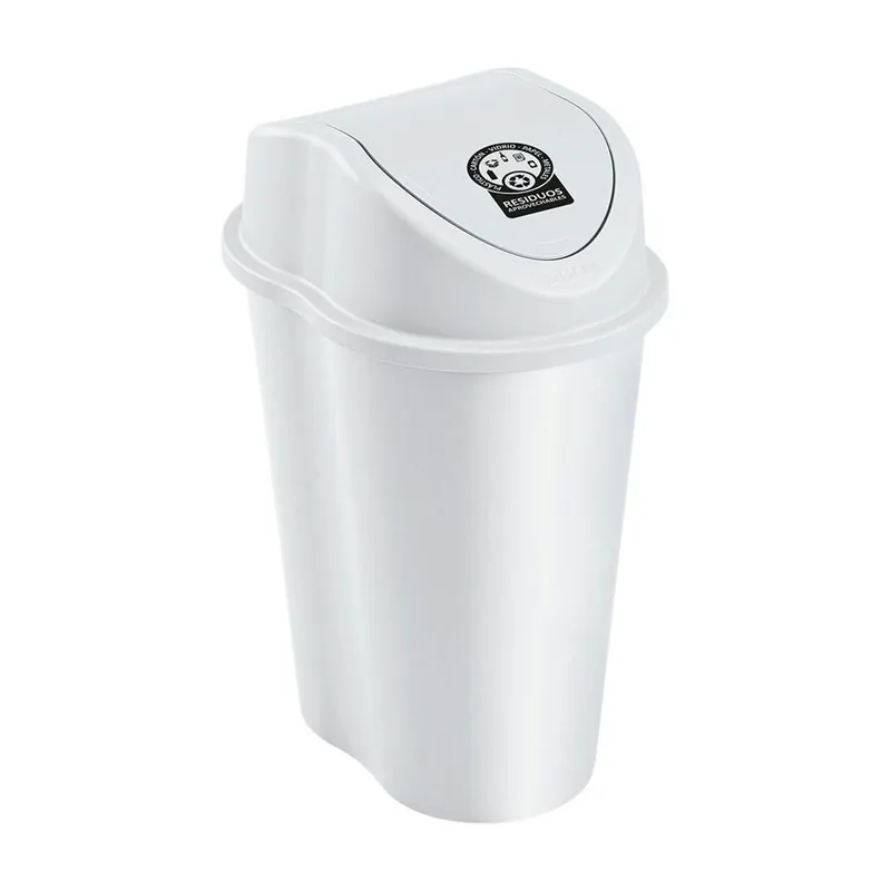 Compra Adesso Papelera Style Tapa Vaivén Con Logo 50 Litros Blanco / Rimax