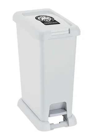 Basurero Pedal Con Logo 35 Litros Blanco / Rimax Moderno