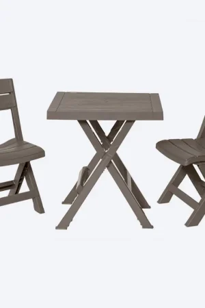 Combo Plegable Barú (Mesa Cuadrada + 2 Sillas) Mocca / Rimax Popolare