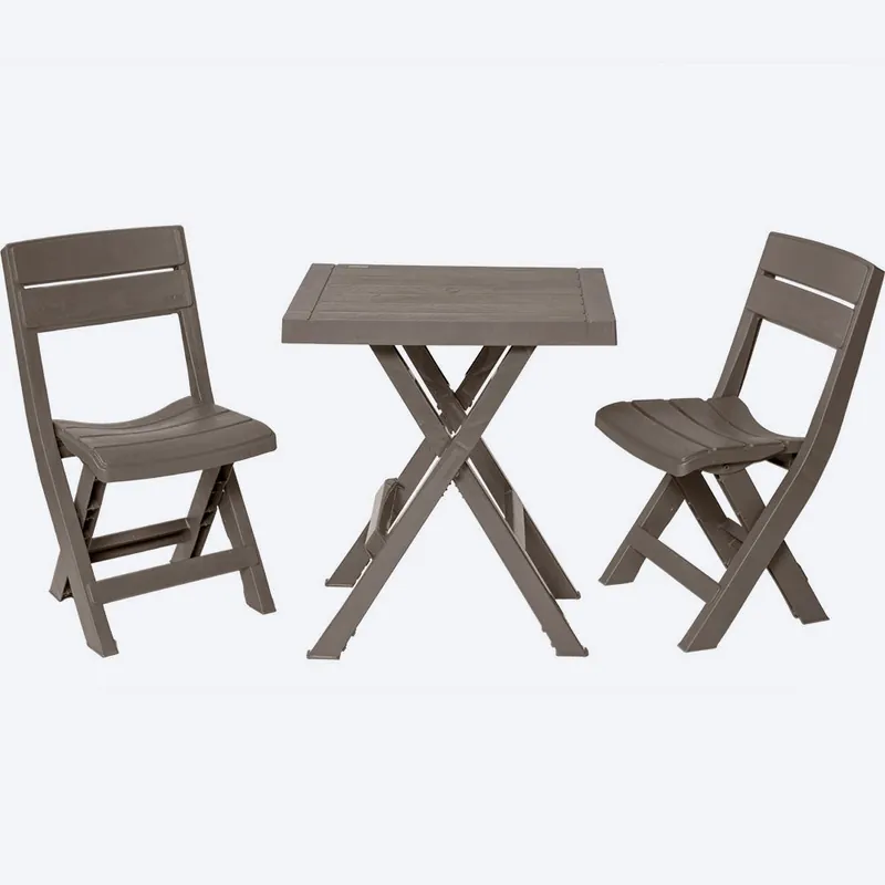 Combo Plegable Barú (Mesa Cuadrada + 2 Sillas) Mocca / Rimax Popolare