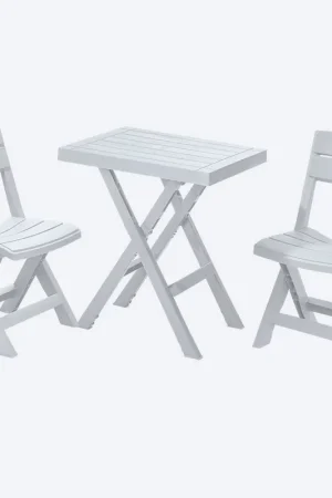 Combo Plegable Barú (Mesa Cuadrada + 2 Sillas) Gris Hielo / Rimax Più Venduto