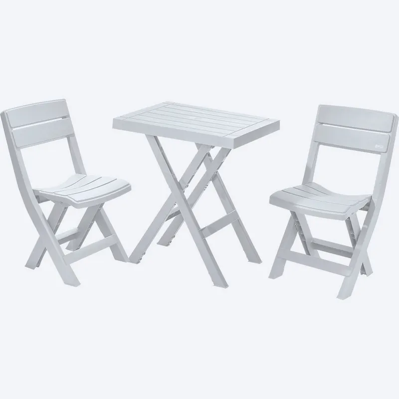 Combo Plegable Barú (Mesa Cuadrada + 2 Sillas) Gris Hielo / Rimax Più Venduto