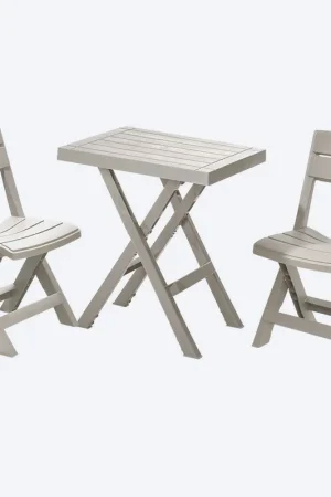 Combo Plegable Barú (Mesa Cuadrada + 2 Sillas) Taupe / Rimax Pagamento Sicuro