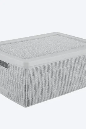 Canasta Fique 13.5 Litros con Tapa Gris Hielo / Rimax Top Qualità