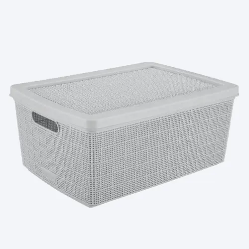 Canasta Fique 13.5 Litros con Tapa Gris Hielo / Rimax Top Qualità