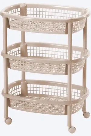 Canasta Móvil Ovalada Beige 3 Niveles / Rimax Artigianale
