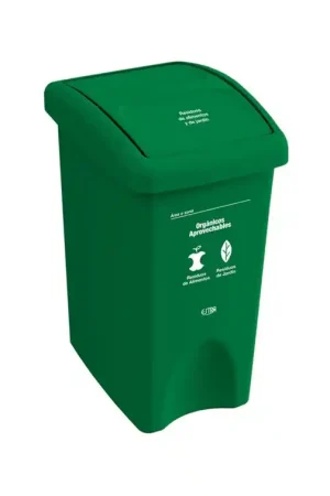 Compra Online Papelera Clásica Vaivén Tapa Plana Verde 35 Litros / Estra