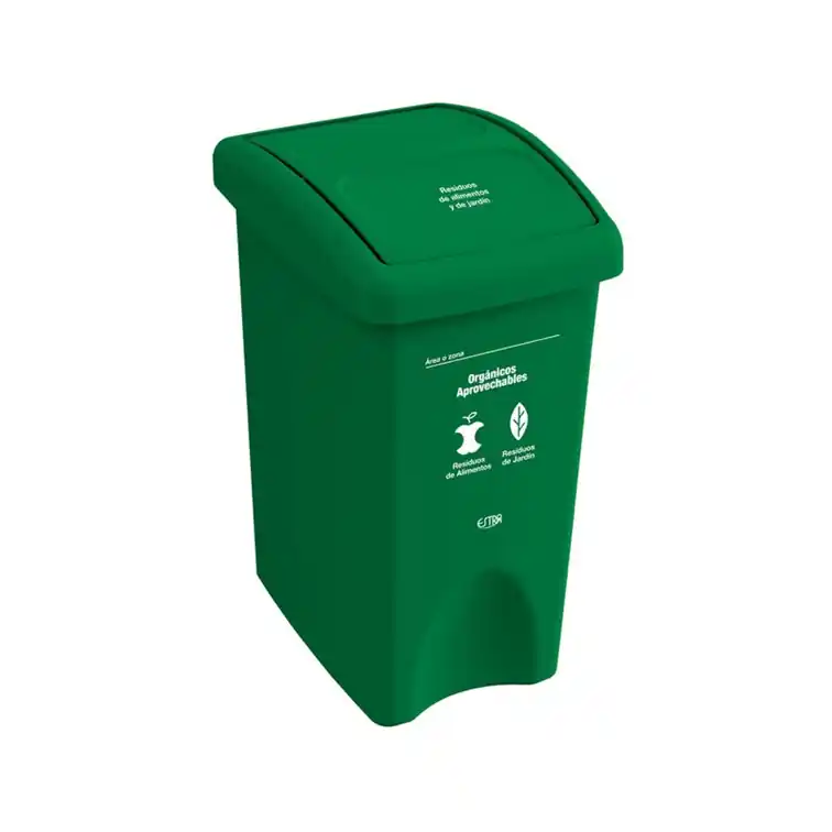 Compra Online Papelera Clásica Vaivén Tapa Plana Verde 35 Litros / Estra