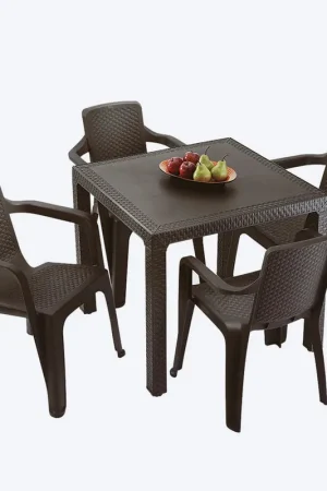 Consegna Rapida Combo Rimax Eterna Wengue 4 Sillas con Brazos + Mesa