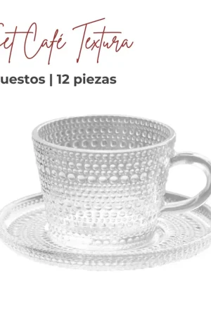 Compra Online Set de Café en Vidrio 6 Puestos Textura / Haus
