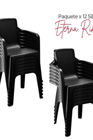 Vendita Finale Paquete x 12 Sillas con Brazos Eterna Negra / Rimax
