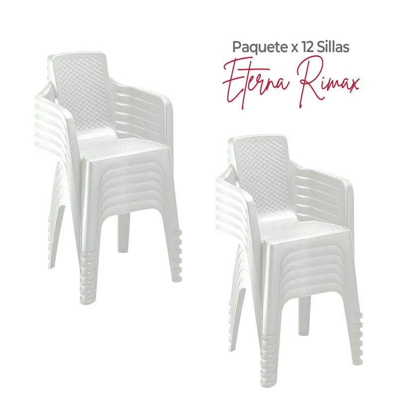 Paquete x 12 Sillas con Brazos Eterna Blanco Arena / Rimax Compra Adesso