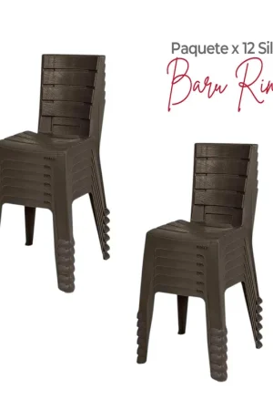 Autentico Paquete x 12 Sillas Sin Brazos Barú Wengue / Rimax