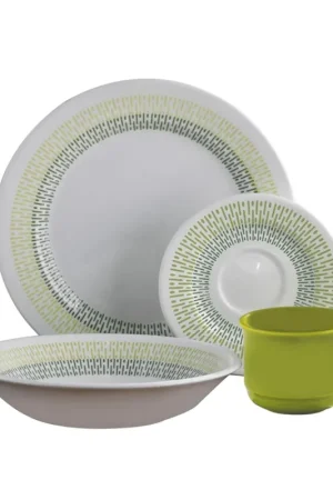 Vajilla Jaspe Verde 4 Puestos 16 Piezas / Corona Premium
