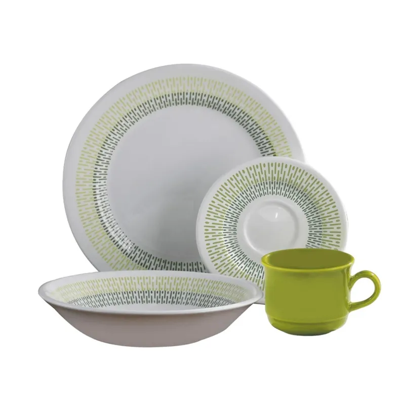 Vajilla Jaspe Verde 4 Puestos 16 Piezas / Corona Premium